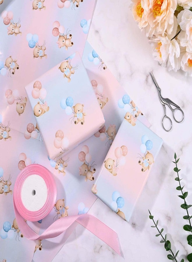 Sanixin 12 Sheets Gender Reveal Wrapping Paper Bear Balloon Blue Pink Gift Wrap Paper for Baby Shower Birthday Gender Reveal Party Supplies, 20" x 28" - Image 4